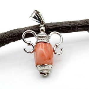 Natural Mediterranean Coral Pendant, Sterling Silver 925 Pendant, Handmade Pendant, Birthstone, Italian Coral Pendant