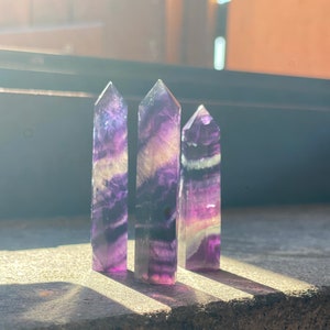 Rainbow Fluorite Points Beautiful Rainbow fluorite towers generators points  jewelry making tiny towers 55*11mm 43.6grams 3 pieces Lot