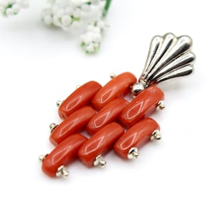 Mediterranean Red Coral Pendant, Sterling silver 925 Pendant, Handmade Coral Pendant, Natural Coral Not Dyed, Italian Coral, Christmas, Gift