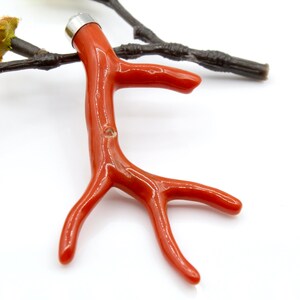 Mediterranean Red Coral Pendant, Natural Shape Branch Pendant, Silver 925, Italian Coral, Deep Red Coral, Genuine Not Dyed, Mother, Gift