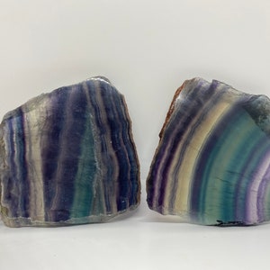 2Pcs Lot Fluorite Crystals slabs rainbow fluorite crystals Fluorite slice healing crystals  Rainbow Fluorite slice fluorite specimen 290GRAM