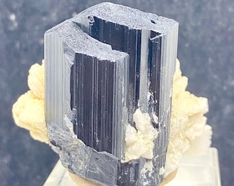 Black Tourmaline Crystal on feldspar , Natural Schrol Specimen from Skardu Pakistan - 139 gram , 52*63*44 mm