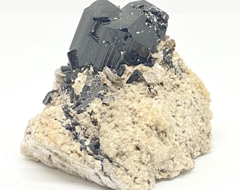 Terminated And undamage Black tourmaline  Natural Schrol Specimen Combine with Clevendiate  from Skardu Pakistan - 143 gram , 57*66*47 mm