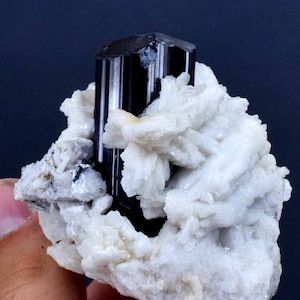 Black Tourmaline Crystal  With Feldspar , Natural Schrol Specimen from Skardu Pakistan - 272 gram , 64*74*65 mm