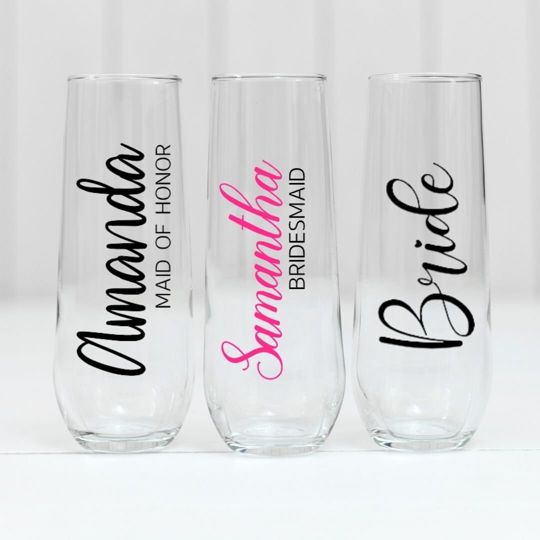 Bridesmaid Champagne Flutes Wedding Day Champagne Flutes Etsy