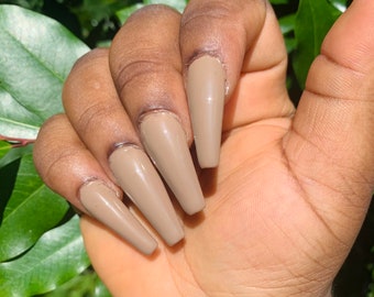 Taupe Nude Press on Nails | Fall Press on Nails | Gel Press on Nails | Fake Nails | Faux Nails