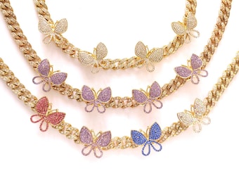 Necklaces - Micro Inlaid Cubic Zirconia Butterfly Necklace