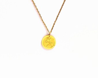 Necklace - 18K Gold Rose Coin Necklace