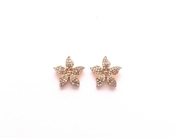 Earrings - Rhinestone Flower Earrings