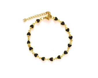 Bracelet - Black Heart Charm Bracelet