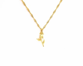 Necklace - 18K Gold Rose Necklace