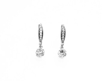 Earrings - Platinum Pave Crystal Hoop Earrings