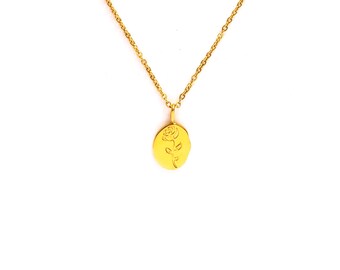 Necklace - 18K Gold Oval Rose Necklace