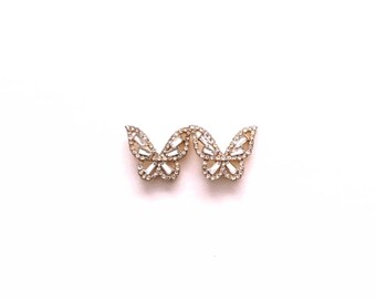 Earrings - Rhinestone Butterfly Earrings