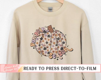 Pumpkin Season DTF Transfer Ready to Press, T-shirt Transfers, Heat Transfer, Direct to Film, Fall DTF Transfers, Floral Pumpkin, Autumn