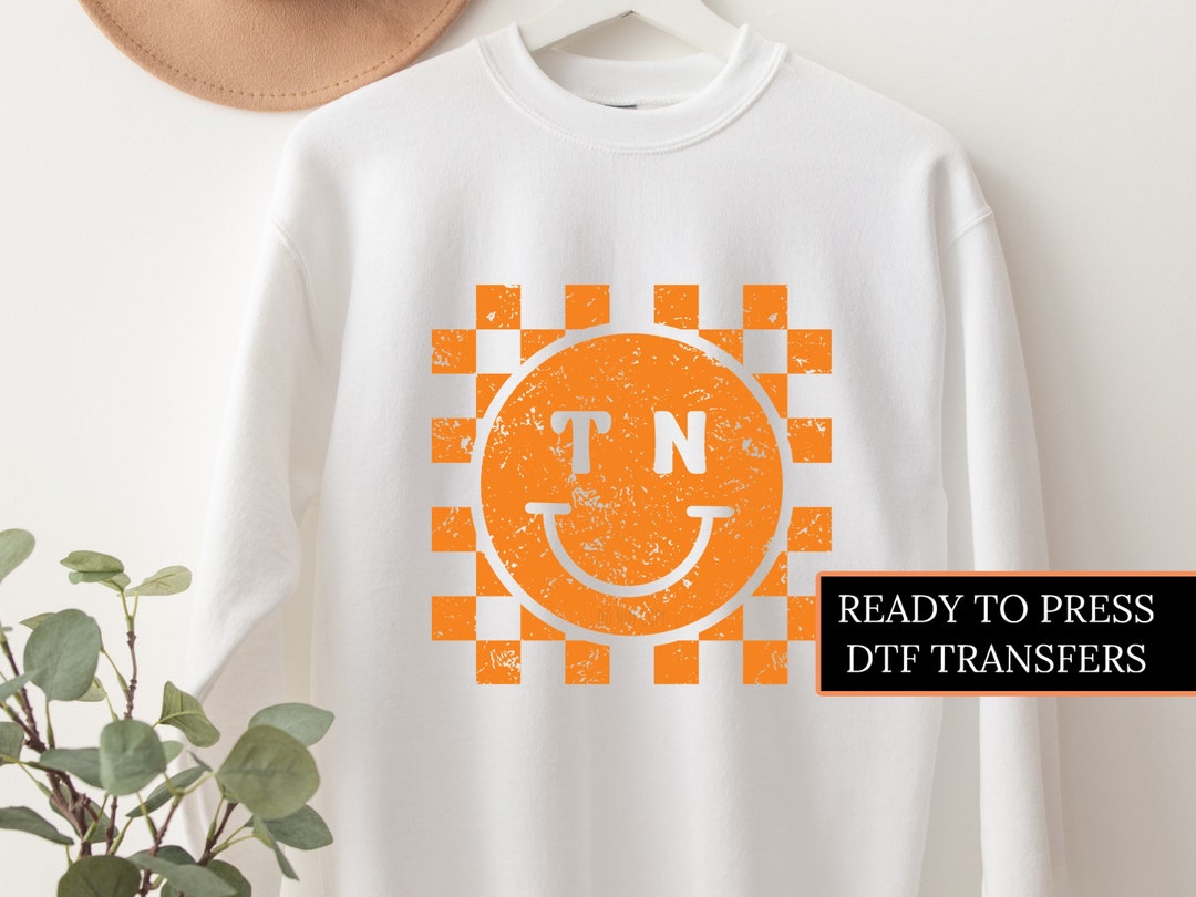 DTF Transfers, Ready to Press, T-shirt Transfers, Heat Transfer, Direct to  Film, Football DTF Transfers, Tennessee, Checkered Smiley 