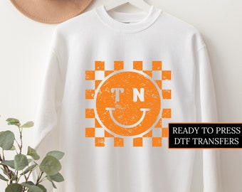 DTF Transfers, Ready to Press, T-shirt Transfers, Heat Transfer, Direct to Film, Football DTF Transfers, Tennessee, Checkered Smiley