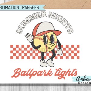 Ready To Press Sublimation Transfers, DIY Shirt, Sublimation, Transfers Ready To Press, Heat Transfer Designs, Summer Nights Ballpark Nights