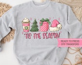 Pink Christmas Lattes DTF Transfers, Ready to Press, T-shirt Transfers, Heat Transfer, Direct to Film, Christmas Coffee