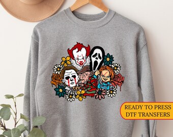 Floral Horror Flowers, DTF Transfers, Ready to Press, T-shirt Transfers, Heat Transfer, Direct to Film, Halloween Transfers, Ready to Ship