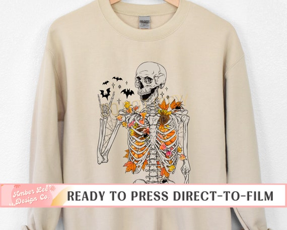 Fall Skeleton, Halloween Skeleton, DTF Transfers, Ready to Press, T-shirt Transfers, Heat Transfer, Direct to Film Prints, Sunflower Skull