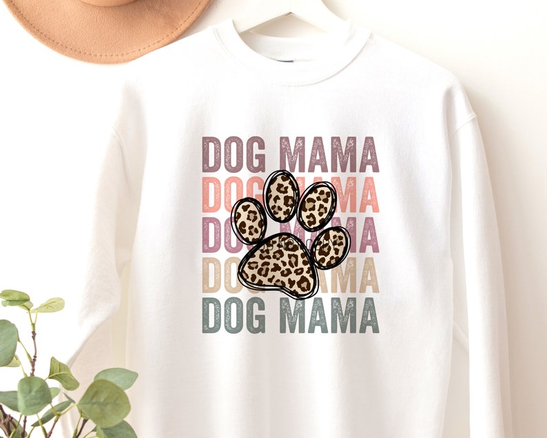 Dog Mama Stacked Leopard Paw Print DTF Transfer, Ready to Press, T ...