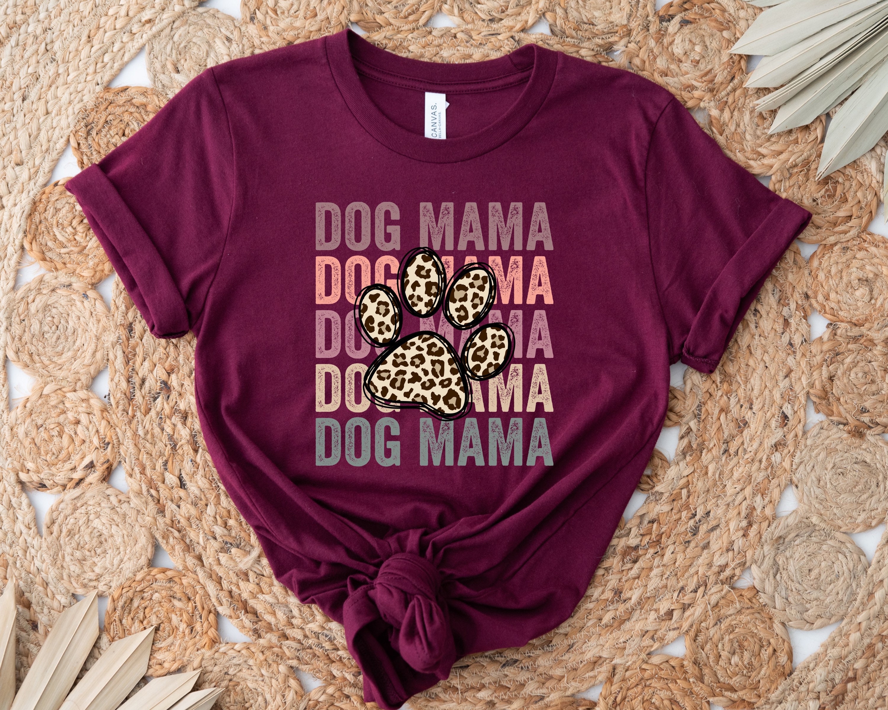 Dog Mama Stacked Leopard Paw Print DTF Transfer, Ready to Press, T ...