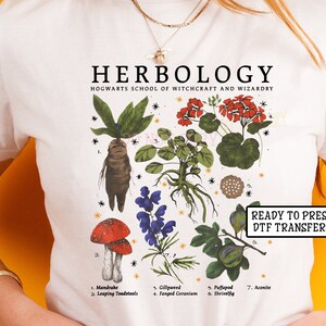 Herbology Direct to Film Transfers, DTF Transfers, Ready to Press, T-shirt Transfers, Heat Transfer, Wizard, Nerd, Book, Harry Pottery