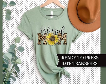 DTF Transfers, Ready to Press, T-shirt Transfers, Heat Transfer, Direct to Film, Fall DTF Transfers, Sunflower Blessed Mom, Leopard
