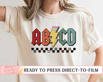 School DTF Transfers, Ready to Press, T-shirt Transfers, Heat Transfer, Direct to Film, Teacher Direct to Film, ABCD Alphabet Letters