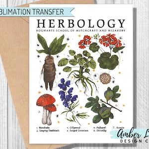 Herbology Sublimation Transfer, Ready to Press, Tshirt Prints, Tshirt Transfers, Shirt Transfers, Harry Pottery, Wizard Book Read
