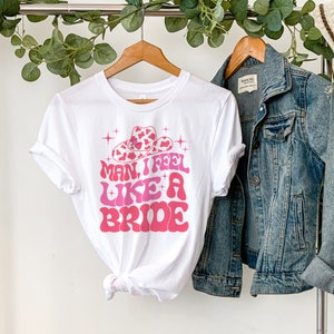 Bachelorette DTF Transfers, Ready to Press, T-shirt Transfers, Heat Transfer, Direct to Film, Man I Feel Like a Bride, Cow Print Hat, Pink