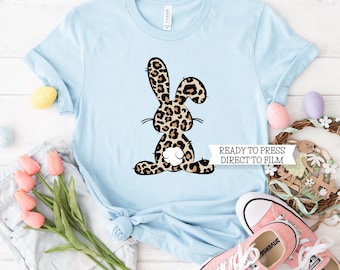 Leopard Bunny DTF Transfer, Ready to Press, T-shirt Transfers, Heat Transfer, Easter Direct to Film, Ready to Ship, Spring Easter Prints