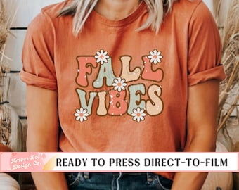 Daisy Fall Vibes Retro, DTF Transfers, Ready to Press, T-shirt Transfers, Heat Transfer, Direct to Film, Fall DTF Transfers, Daisies