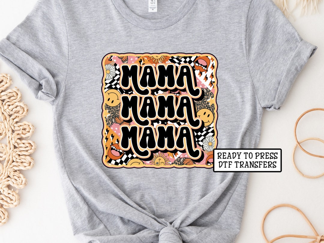 Checkered Mama Retro DTF Transfers, Ready to Press, T-shirt Transfers ...