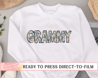 DTF Transfers, Ready to Press, T-shirt Transfers, Heat Transfer, Direct to Film, Grandma DTF Transfers, Blue Daisy Grammy Flowers