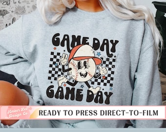 Baseball Game Day, DTF Transfer, Ready to Press, T-shirt Transfers, Heat Transfer, Direct to Film, Sports Image, Baseball Character