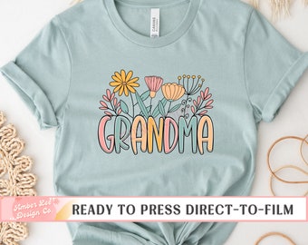 Grandma DTF Transfers, Ready to Press, T-shirt Transfers, Heat Transfer, Direct to Film Print, Spring Flowers, Summer Floral, Screen Print