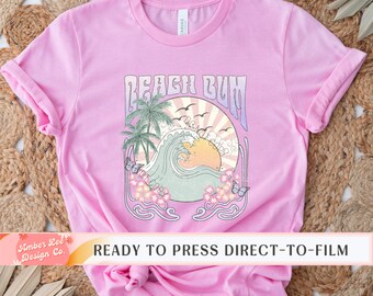 Summer DTF Transfers, Ready to Press, T-shirt Transfers, Heat Transfer, Summer Direct to Film, Beach Bum Wave, Lake, Sunshine