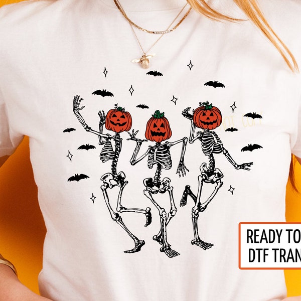 Jack-O-Lantern Skeletons, DTF Transfers, Ready to Press, T-shirt Transfers, Heat Transfer, Direct to Film, Halloween Transfers Fall DTF