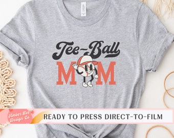 Tee-ball Mom DTF Transfers, Ready to Press, T-shirt Transfers, Heat Transfer, Direct to Film, Baseball DTF Transfers, Retro Character