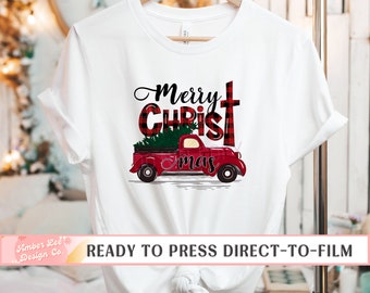 Red Christmas Truck, DTF Transfers, Ready to Press, T-shirt Transfers, Heat Transfer, Direct to Film, Holiday, Buffalo Plaid, Screen Prints