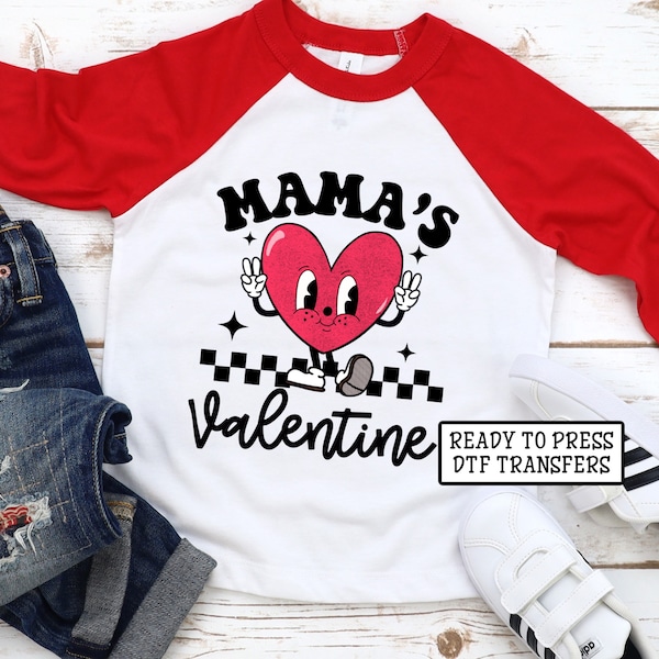 Boy’s Valentines DTF Transfers, Ready to Press, T-shirt Transfers, Heat Transfer, Valentine’ Day Direct to Film, Mama’s Valentine Heart Red