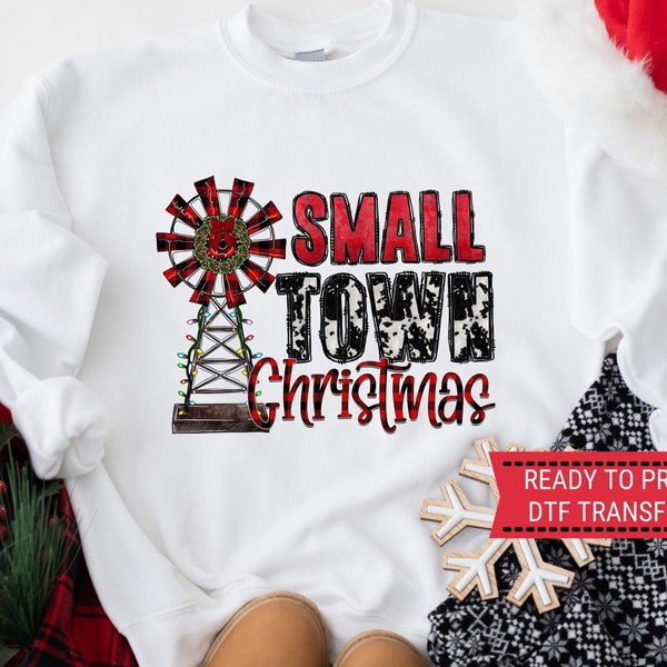 Small Town Christmas windmill cow Orin, DTF Transfers, Ready to Press, T-shirt Transfers, Heat Transfer, Direct to Film, Christmas