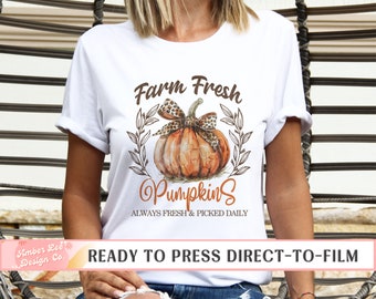Farm Fresh Pumpkins, DTF Transfers, Ready to Press, T-shirt Transfers, Heat Transfer, Direct to Film, Fall DTF Transfers, Autumn Leopard Bow