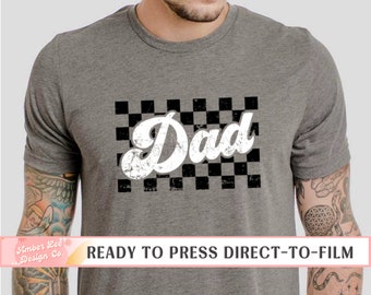 Dad DTF Transfers, Ready to Press, T-shirt Transfers, Heat Transfer, Men’s Direct to Film, Retro Checkered Dad, Father’s Day