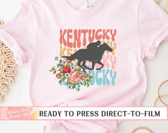 Kentucky Derby DTF Transfers, Ready to Press, T-shirt Transfers, Heat Transfer, Direct to Film, KY, Churchill Downs, Horse, Stacked Retro