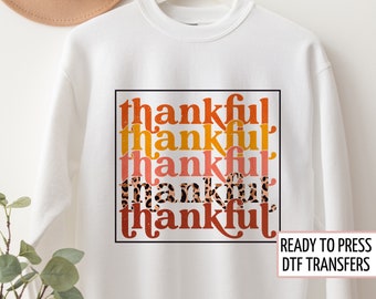 Thankful Stacked, Thanksgiving DTF Transfers, Ready to Press, T-shirt Transfers, Heat Transfer, Direct to Film, Fall DTF Transfers, Leopard