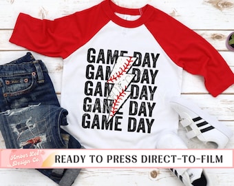 Baseball Game Day DTF Transfer, Ready to Press, T-shirt Transfer, Heat Transfer, Direct to Film, Baseball Mom, Baseball Mama, Lightning Bolt