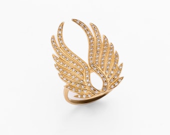 Diamond & Gold Wing Ring